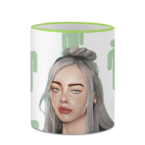 Кружка цветная Billie Eilish / 3D-Светло-зеленый кант – фото 2