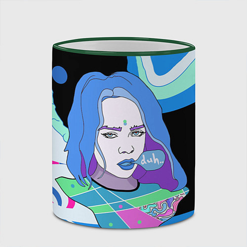 Кружка цветная Billie Eilish / 3D-Зеленый кант – фото 2