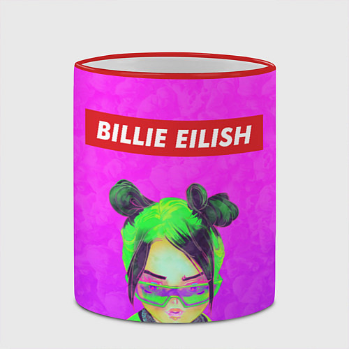 Кружка цветная Billie Eilish / 3D-Красный кант – фото 2