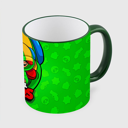 Кружка цветная BRAWL STARS LEON / 3D-Зеленый кант – фото 1
