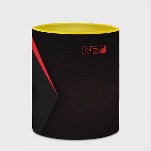 Кружка цветная Mass Effect N7 / 3D-Белый + желтый – фото 2