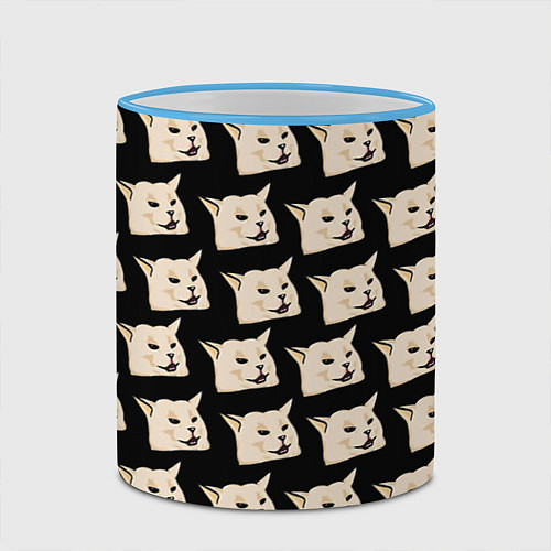Кружка цветная Woman yelling at cat / 3D-Небесно-голубой кант – фото 2
