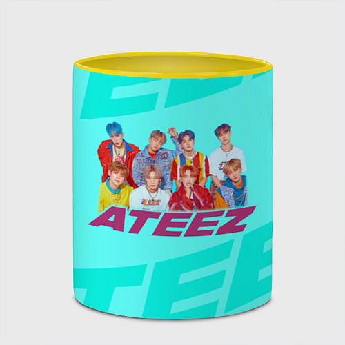 Кружка цветная Ateez / 3D-Белый + желтый – фото 2