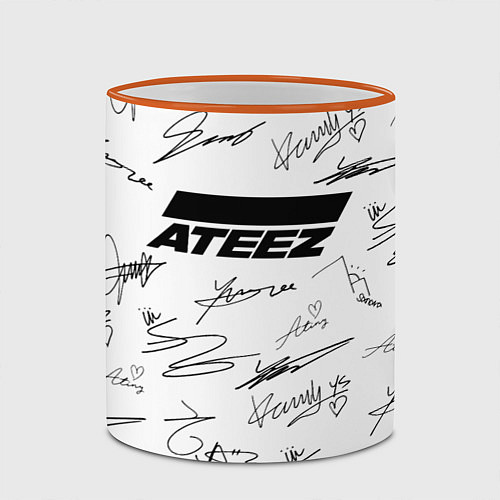 Кружка цветная ATEEZ АВТОГРАФЫ / 3D-Оранжевый кант – фото 2