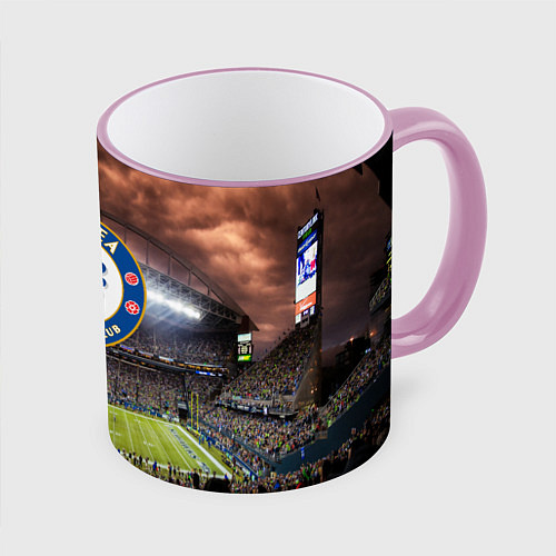 Кружка цветная FC Chelsea / 3D-Розовый кант – фото 1