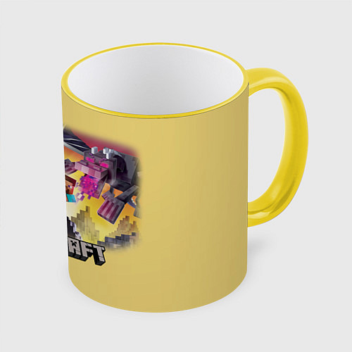 Кружка цветная MINECRAFT / 3D-Желтый кант – фото 1
