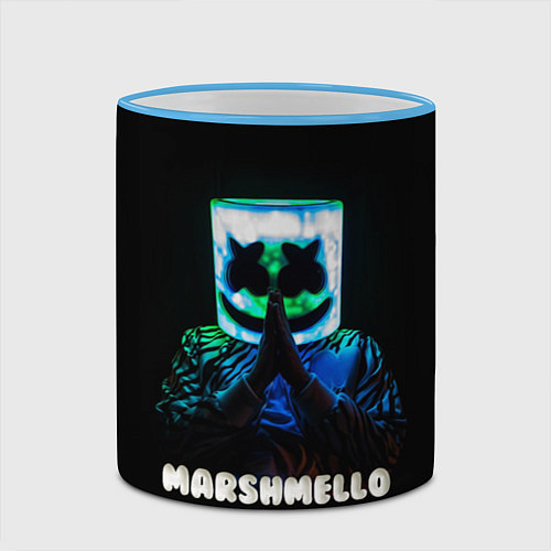 Кружка цветная Marshmello / 3D-Небесно-голубой кант – фото 2