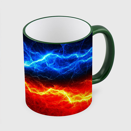 Кружка цветная Лёд и огонь / 3D-Зеленый кант – фото 1