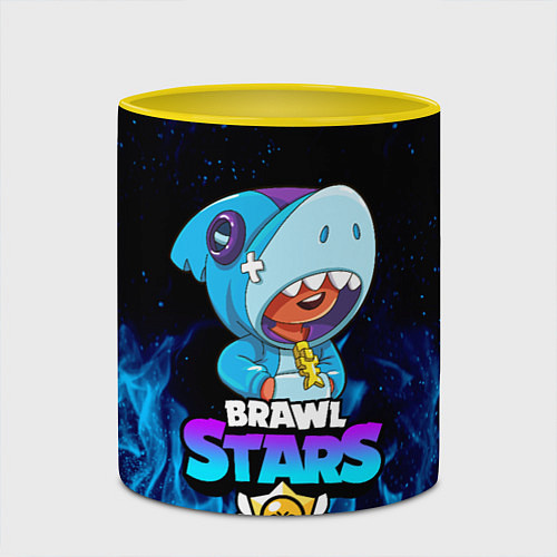 Кружка цветная BRAWL STARS LEON SHARK / 3D-Белый + желтый – фото 2