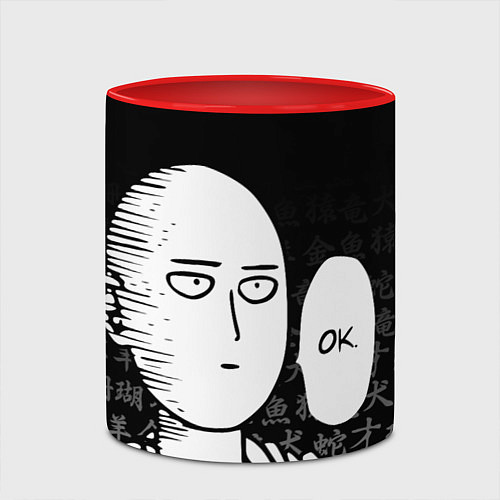 Кружка цветная ONE-PUNCH MAN / 3D-Белый + красный – фото 2