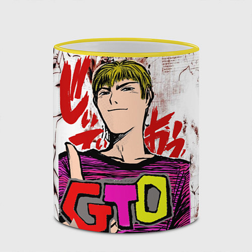 Кружка цветная GTO Крутой учитель онидзука / 3D-Желтый кант – фото 2