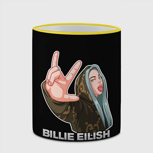 Кружка цветная BILLIE EILISH / 3D-Желтый кант – фото 2