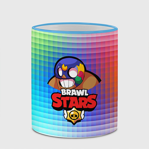 Кружка цветная BRAWL STARS EL PRIMO / 3D-Небесно-голубой кант – фото 2