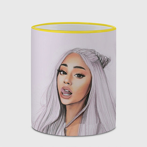 Кружка цветная Ariana Grande Ариана Гранде / 3D-Желтый кант – фото 2