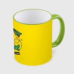 Кружка 3D Жизнь, любовь, путешествия, цвет: 3D-светло-зеленый кант