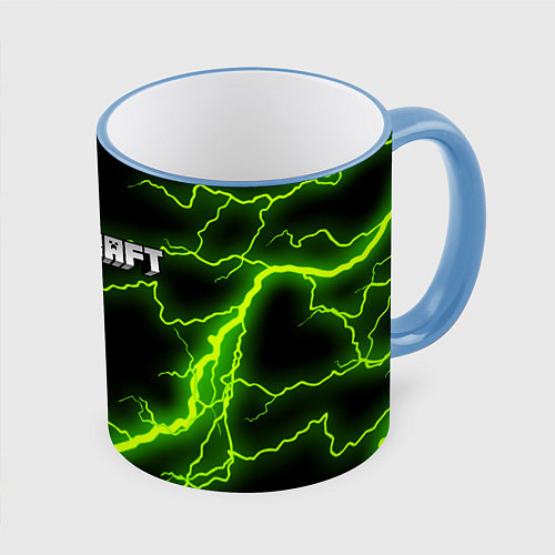 Кружка цветная MINECRAFT STORM / 3D-Небесно-голубой кант – фото 1