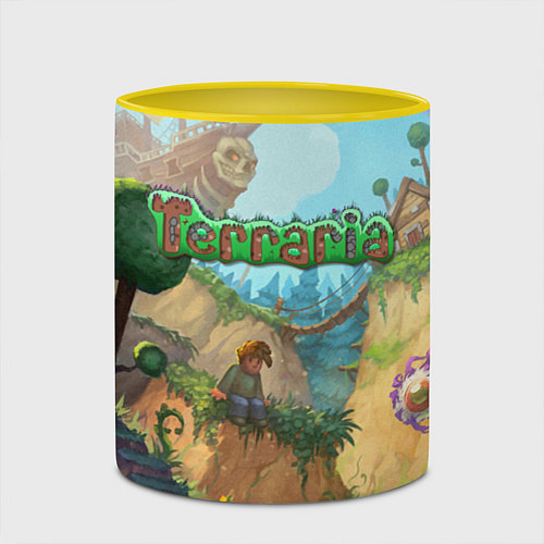 Кружка цветная Terraria / 3D-Белый + желтый – фото 2