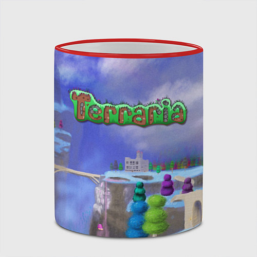 Кружка цветная Terraria / 3D-Красный кант – фото 2