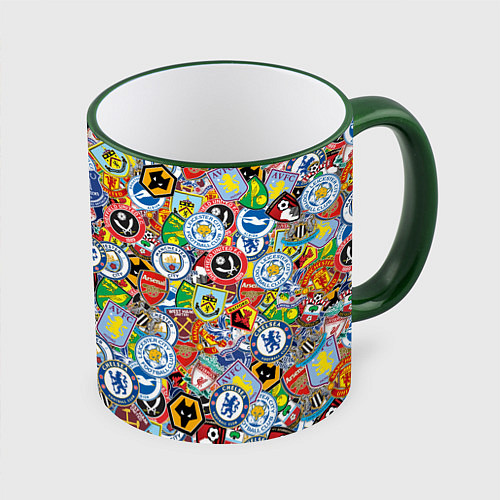 Кружка цветная Английская Премьер Лига / 3D-Зеленый кант – фото 1