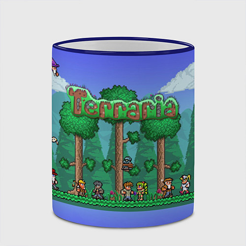Кружка цветная Terraria / 3D-Синий кант – фото 2
