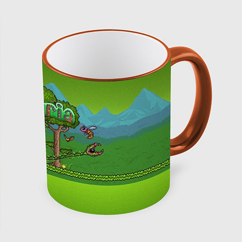 Кружка цветная Terraria / 3D-Оранжевый кант – фото 1