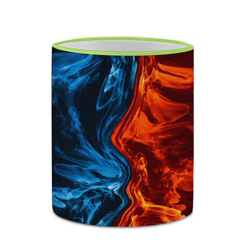 Кружка цветная Огонь и вода / 3D-Светло-зеленый кант – фото 2