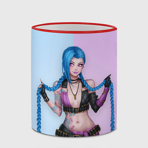 Кружка цветная League of Legends Jinx / 3D-Красный кант – фото 2