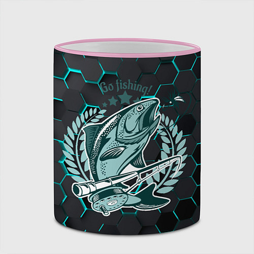 Кружка цветная Go Fishing! / 3D-Розовый кант – фото 2