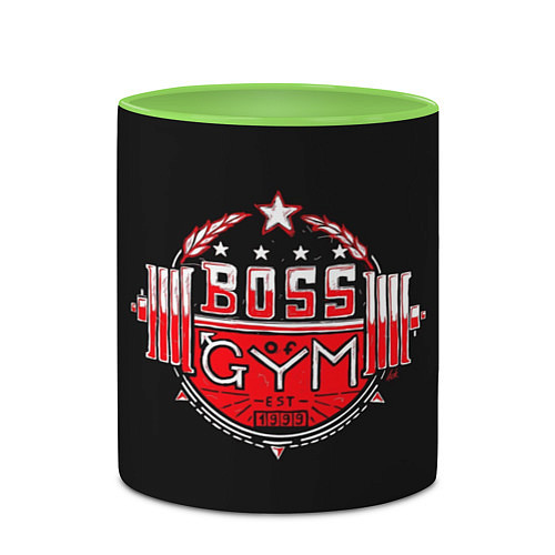 Кружка цветная Boss of GYM акварель / 3D-Белый + светло-зеленый – фото 2