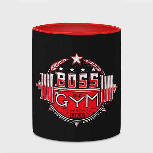 Кружка цветная Boss of GYM акварель / 3D-Белый + красный – фото 2