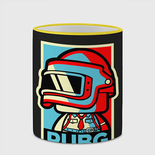 Кружка цветная PUBG / 3D-Желтый кант – фото 2