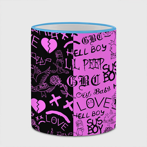 Кружка цветная LIL PEEP LOGOBOMBING / 3D-Небесно-голубой кант – фото 2