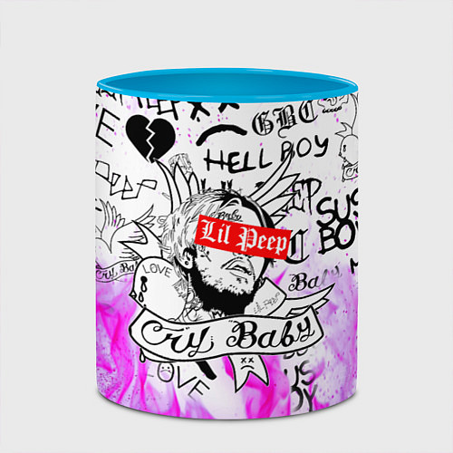 Кружка цветная LIL PEEP / 3D-Белый + небесно-голубой – фото 2
