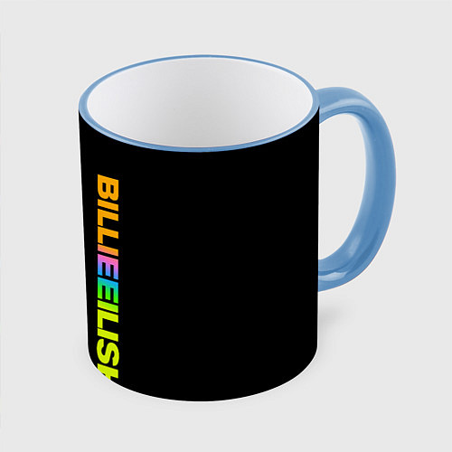 Кружка цветная BILLIE EILISH / 3D-Небесно-голубой кант – фото 1