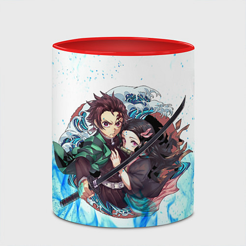 Кружка цветная KIMETSU NO YAIBA / 3D-Белый + красный – фото 2