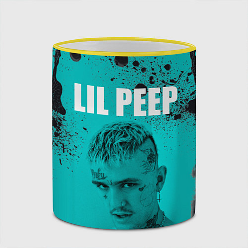 Кружка цветная Lil Peep / 3D-Желтый кант – фото 2