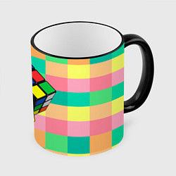 Кружка 3D Кубик Рубика, цвет: 3D-черный кант
