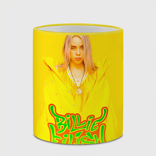 Кружка цветная BILLIE EILISH / 3D-Желтый кант – фото 2