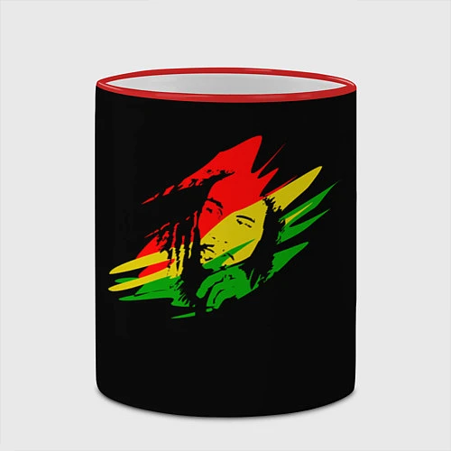 Кружка цветная Боб Марли / 3D-Красный кант – фото 2