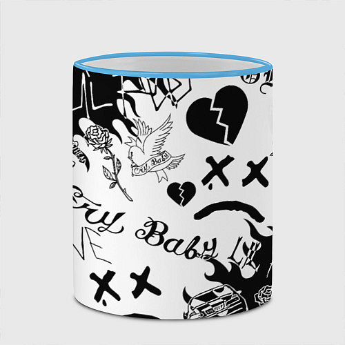 Кружка цветная LIL PEEP / 3D-Небесно-голубой кант – фото 2