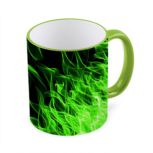 Кружка цветная TOXIC FLAME / 3D-Светло-зеленый кант – фото 1