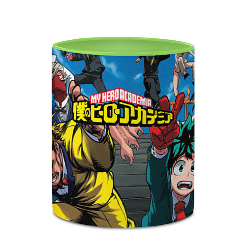 Кружка цветная My Hero Academia все герои / 3D-Белый + светло-зеленый – фото 2