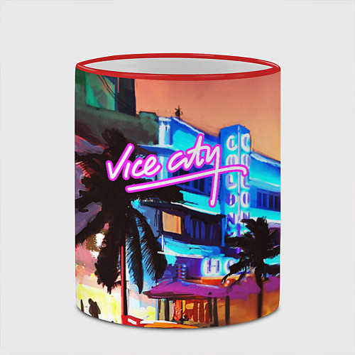 Кружка цветная GTA: VICE CITY / 3D-Красный кант – фото 2