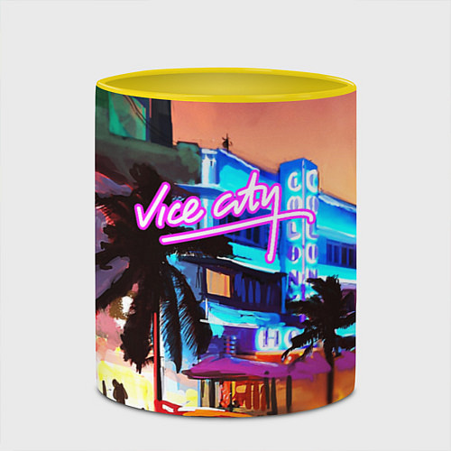 Кружка цветная GTA: VICE CITY / 3D-Белый + желтый – фото 2