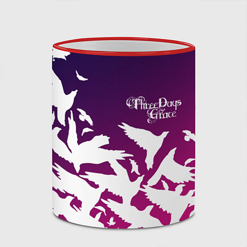 Кружка цветная Three Days Grace / 3D-Красный кант – фото 2
