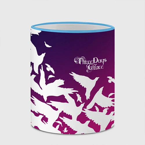 Кружка цветная Three Days Grace / 3D-Небесно-голубой кант – фото 2