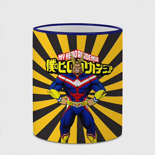 Кружка цветная MY HERO ACADEMIA желтые полосы / 3D-Синий кант – фото 2