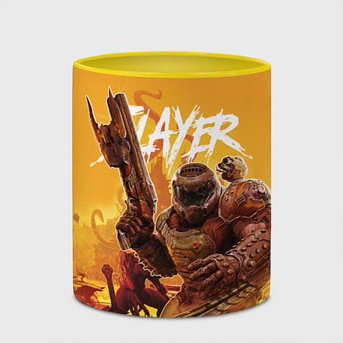 Кружка цветная Doom Slayer / 3D-Белый + желтый – фото 2