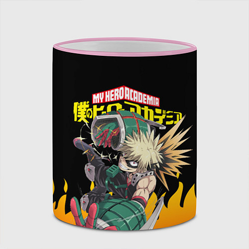 Кружка цветная MY HERO ACADEMIA яркое пламя / 3D-Розовый кант – фото 2