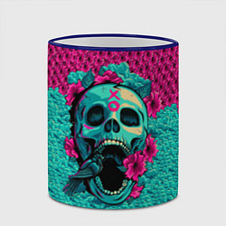 Кружка 3D Неоновый череп, цвет: 3D-синий кант — фото 2